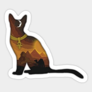 Minimalistic Paper Craft Digital Art - Egyptian Cat Sticker